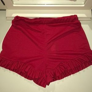 Red Ruffle Shorts.